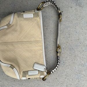 Coach Tan and White Shoulder Bag